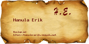 Hanula Erik névjegykártya